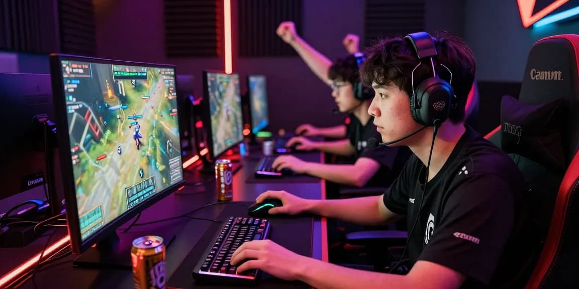 FAFA828 gaming setup featuring an intense esports player immersed in competition.