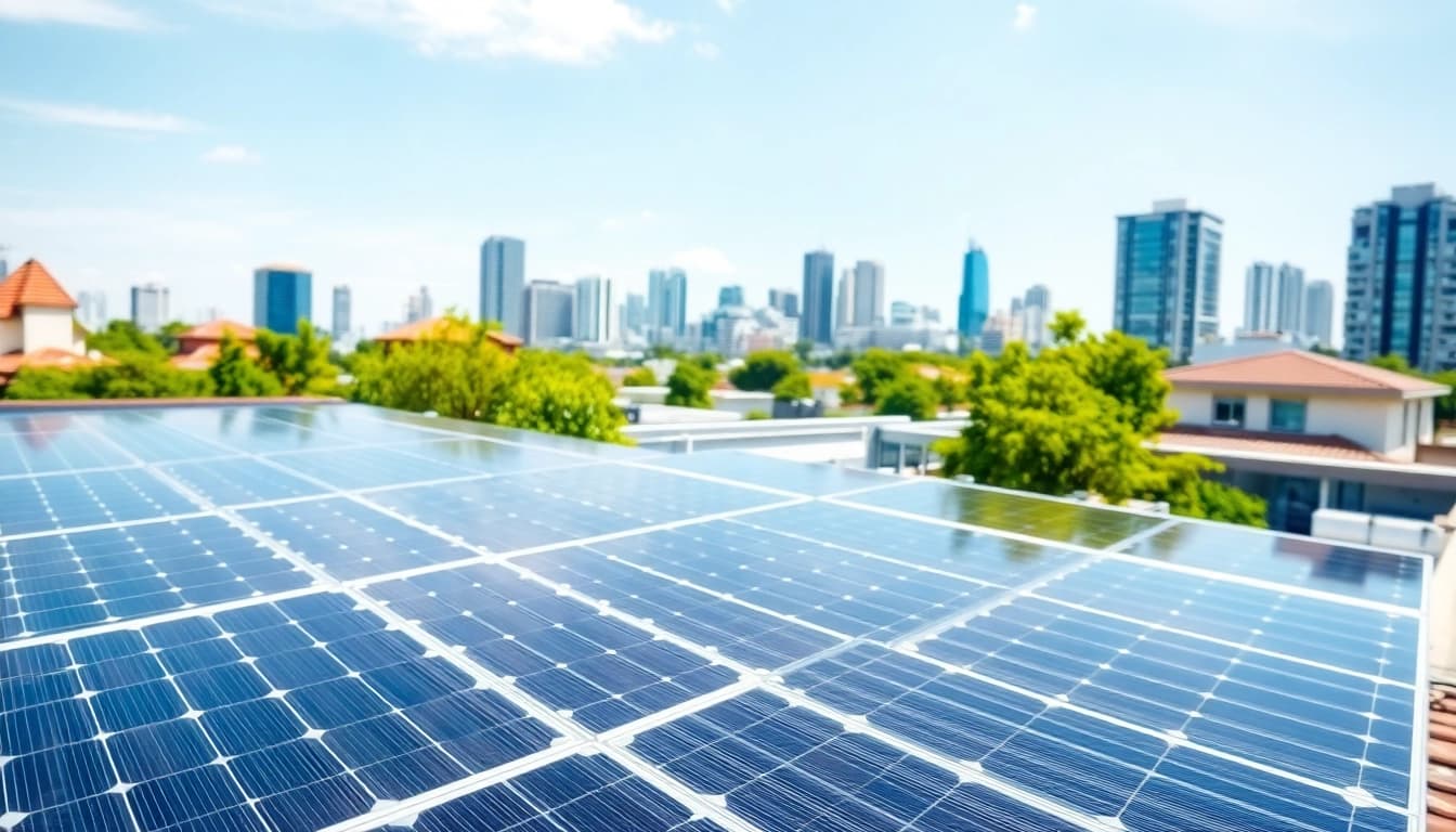 Die Kosten für eine Pv anlage kosten wien direkt auf einem typischen Wohngebäude gezeigt.