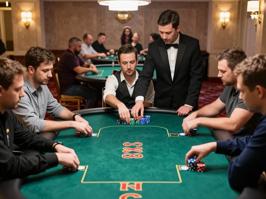 CM88 poker players engaged in high-stakes betting, dynamic action at the table
