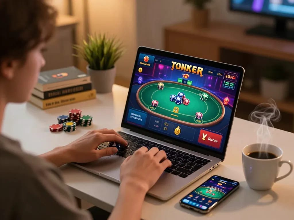Engaging online casino gaming scene highlighting Bester KI Detektor in action on a user's laptop