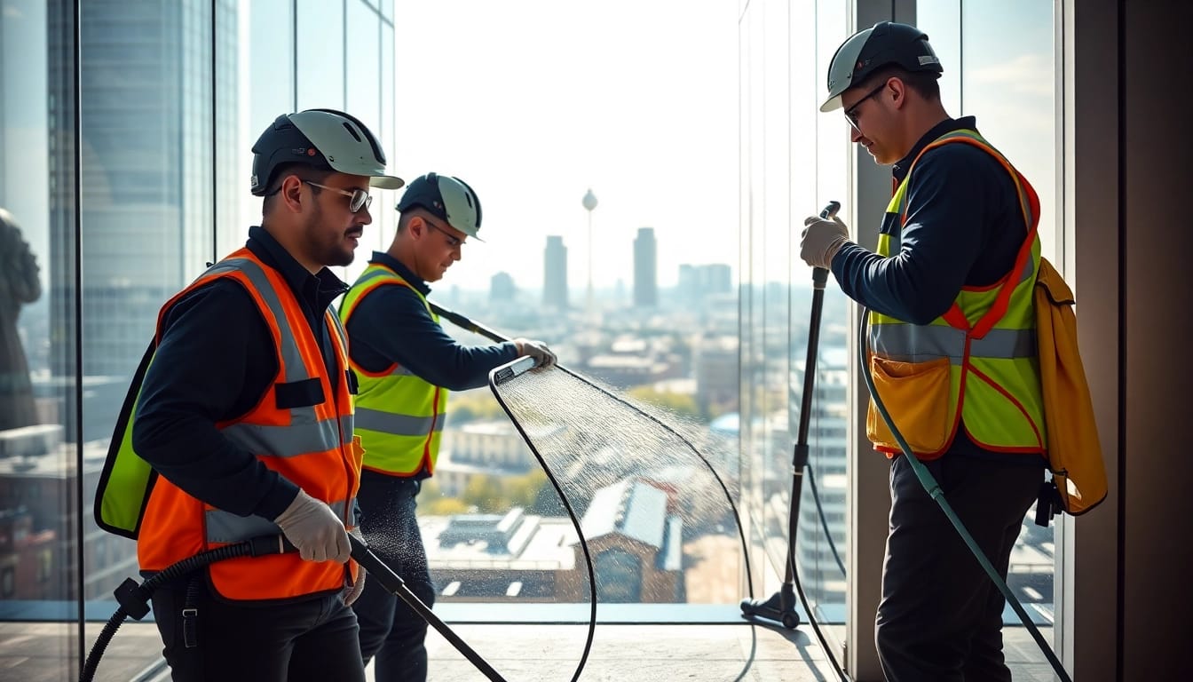 Professionelles Gebäudereinigungsunternehmen Berlin reinigt Fenster und Oberflächen in der Stadt.