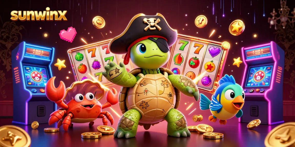 Experience thrilling gameplay at sunwinx with vibrant slot reels and a lively underwater scene.