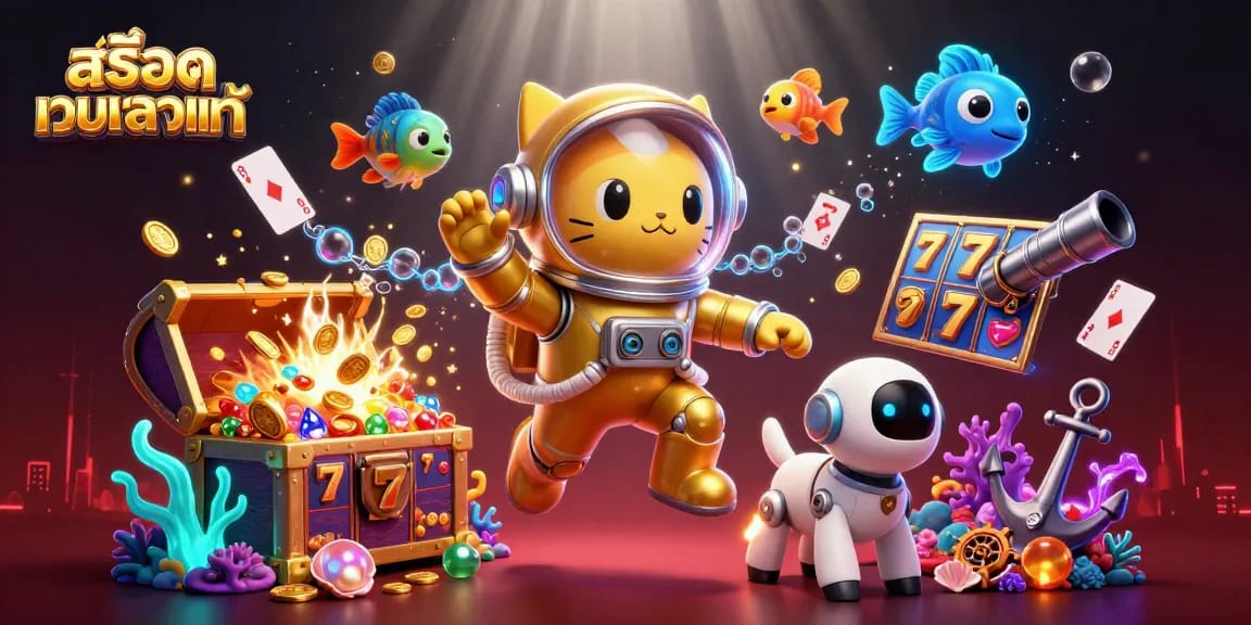 Experience exciting gameplay with สล็อตเว็บตรงแท้, featuring vibrant slots and dynamic characters in a rich casino scene.
