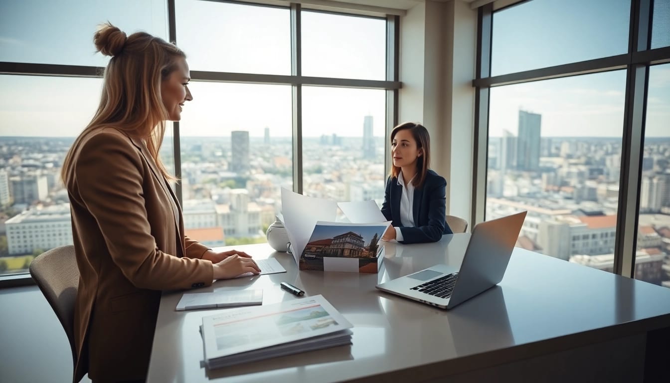Immobilienmakler Frankfurt Eschersheim berät einen Kunden in modernem Büro.
