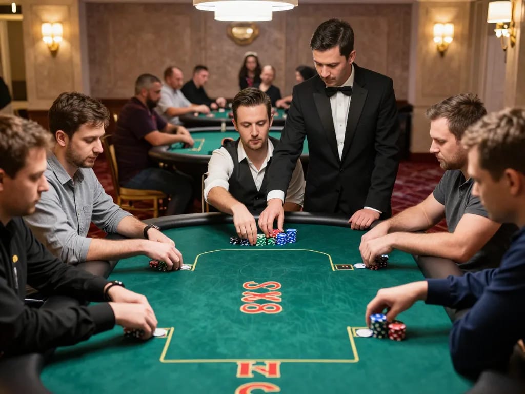 CM88 poker players engaged in high-stakes betting, dynamic action at the table
