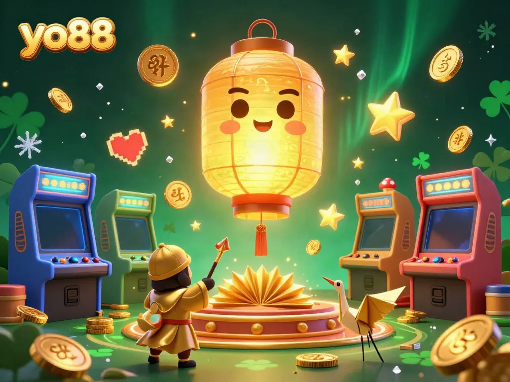 Experience gaming thrills at YO88 with vibrant 3D casino art depicting unique characters and games.