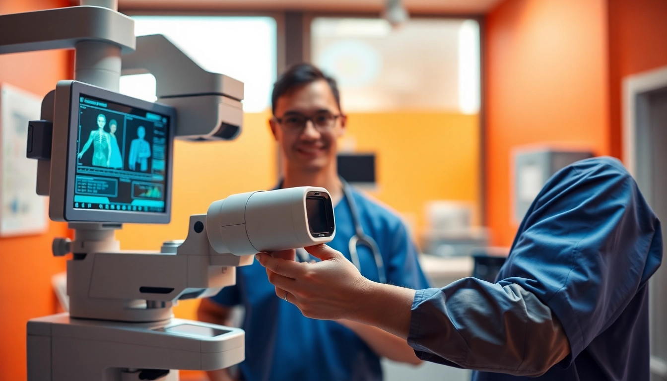 Behandeln mit deus medical in moderner Klinikumgebung, um Vertrauen und Professionalität zu zeigen.