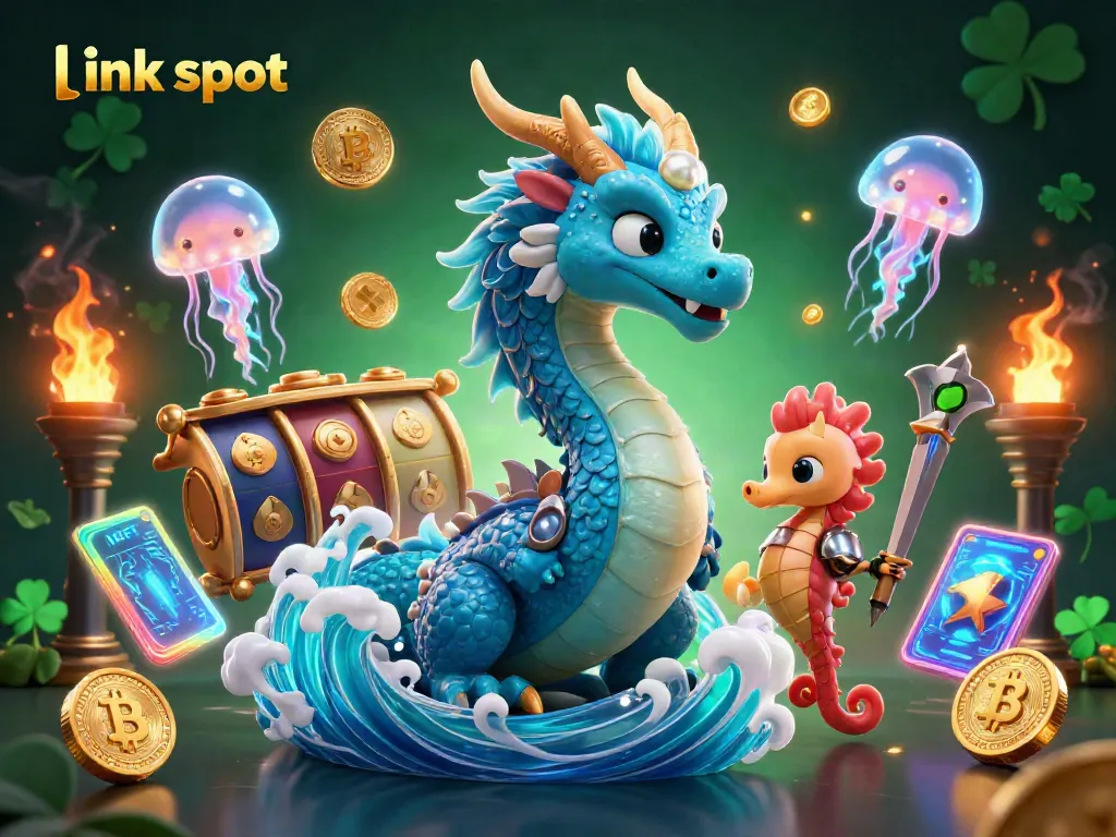 Engage with link slot visuals featuring vibrant characters and slot reels in a magical casino setting.