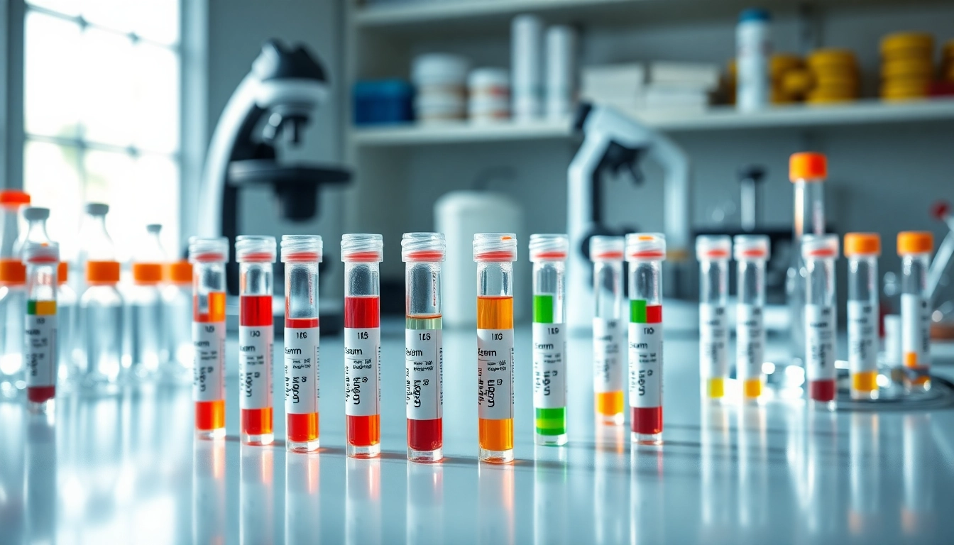 Weitere Informationen ansehen ueber verschiedene Serumroehrchen in einem professionellen Laborumfeld.