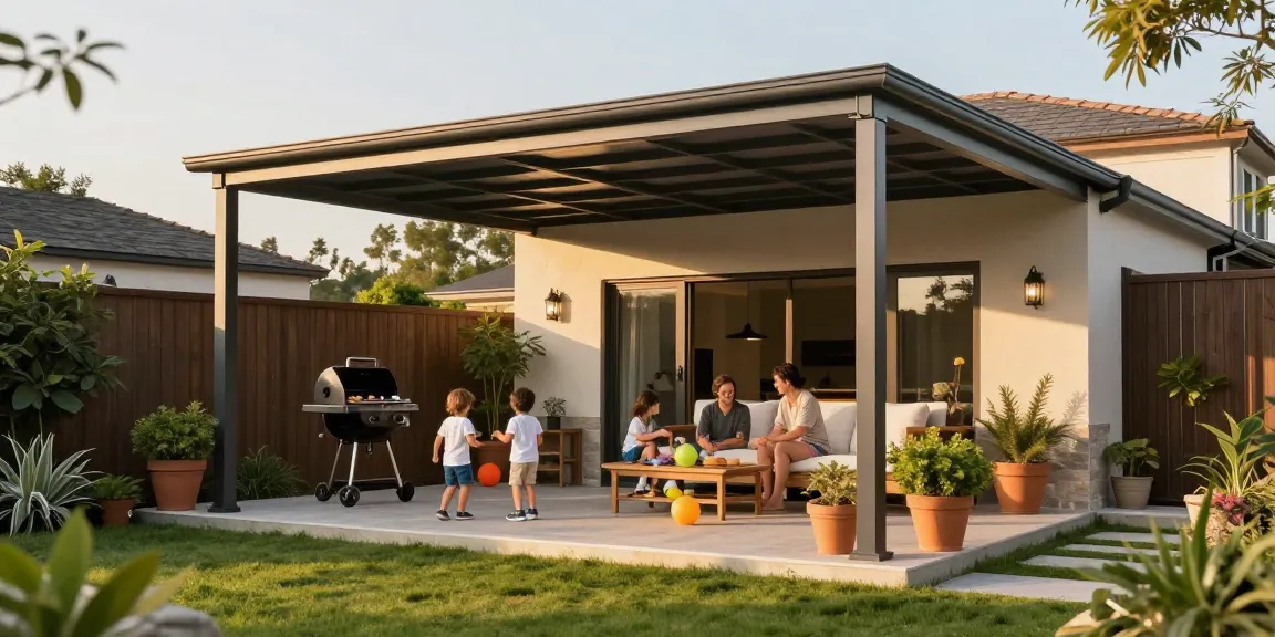 Moderne Terrassenüberdachungen verbessern den Gartengenuss mit Familie und Freunden.