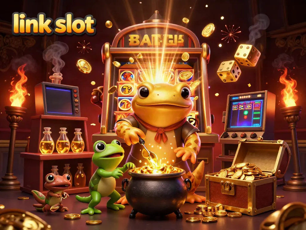 Experience the excitement of link slot with dynamic 3D elements and golden themes.